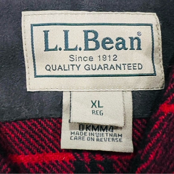 LL Bean Red/Black Wool Blend Plaid Outdoor Vest XL - Picture 7 of 10